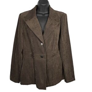 Fashion Bug Y2K Chocolate Brown Faux Suede Jacket Womens Large‎ Stretch Western